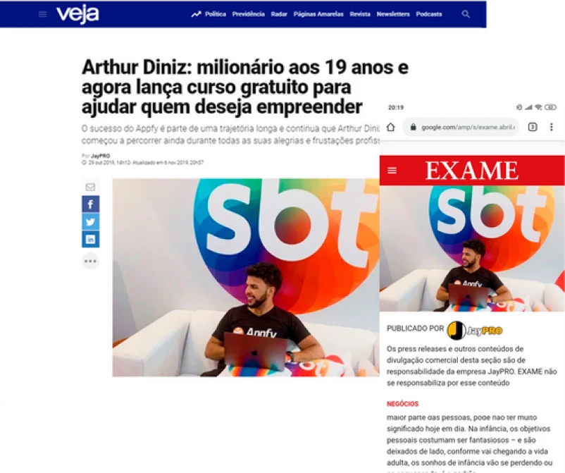 Arthur Diniz fundador da Nova Riqueza - Exame e Veja 